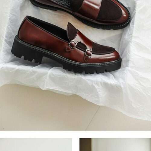 loafers pointed-toe British loafers shoes one pedal casual men's thick bottom heightened beans