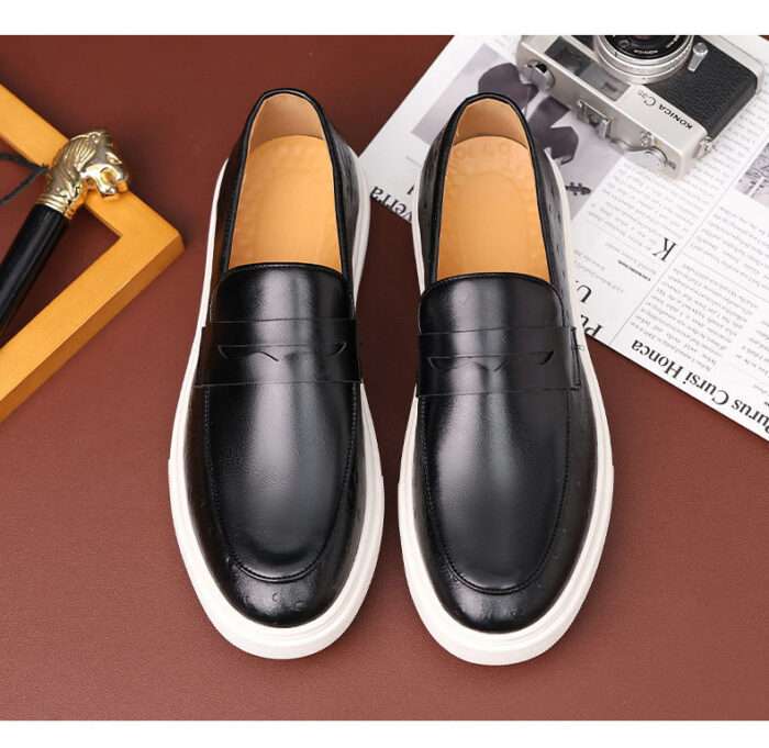 Increased business men loafers shoes business casual shoes breathable heightening men's leather shoes - Image 2
