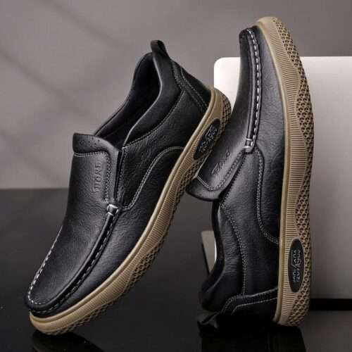 Duno Banni casual leather shoes men's leather 2025 spring Korean version of youth trendy soft leather breathable men's shoes soft soles
