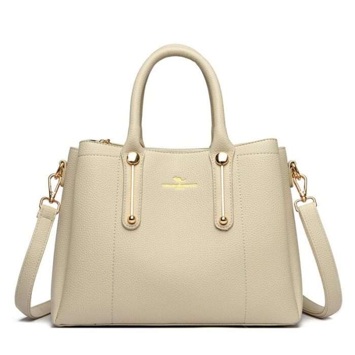 Genuine leather middle-aged new simple one-shoulder ladies versatile crossbody bag cowhide French light luxury light high value