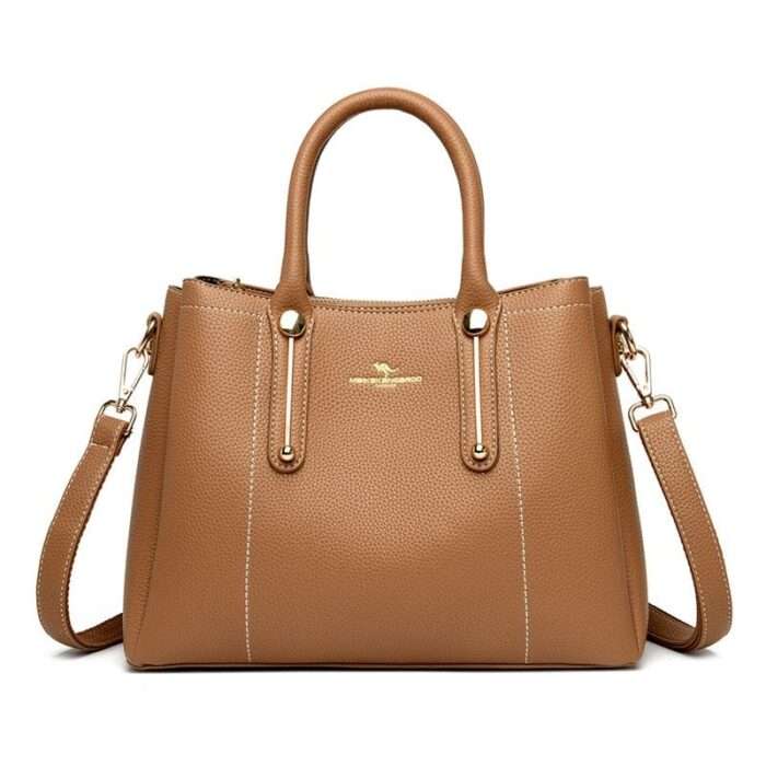 Genuine leather middle-aged new simple one-shoulder ladies versatile crossbody bag cowhide French light luxury light high value - Image 4