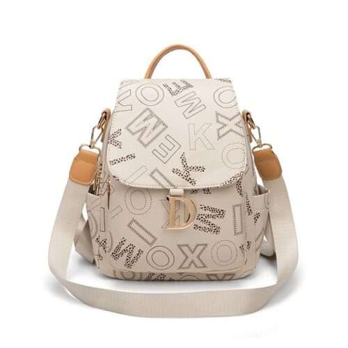 Retro printed backpack trendy and versatile large-capacity anti-theft women's backpack one-shoulder crossbody textured handbag