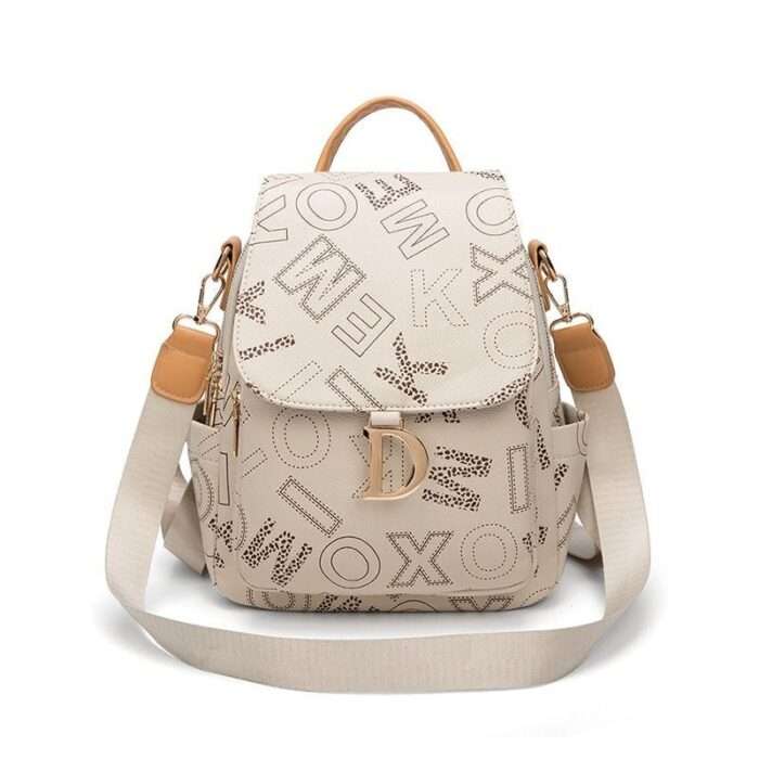 Retro printed backpack trendy and versatile large-capacity anti-theft women's backpack one-shoulder crossbody textured handbag