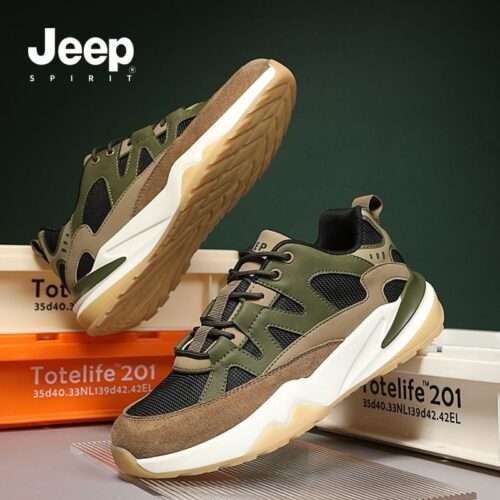 JEEP men's shoes 2025 new breathable mesh shoes wear-resistant thick-soled dad shoes outdoor lightweight running shoes men