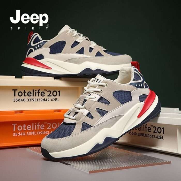 JEEP men's shoes 2025 new breathable mesh shoes wear-resistant thick-soled dad shoes outdoor lightweight running shoes men - Image 2