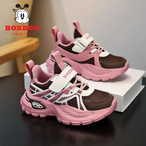 Babudou 2025 spring and autumn new breathable mesh non-slip soft sole girls' casual sports shoes