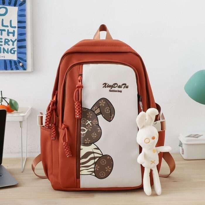 Reeyee new junior high school Korean version schoolbag student college student large capacity contrast color backpack niche backpack Japanese style - Image 7
