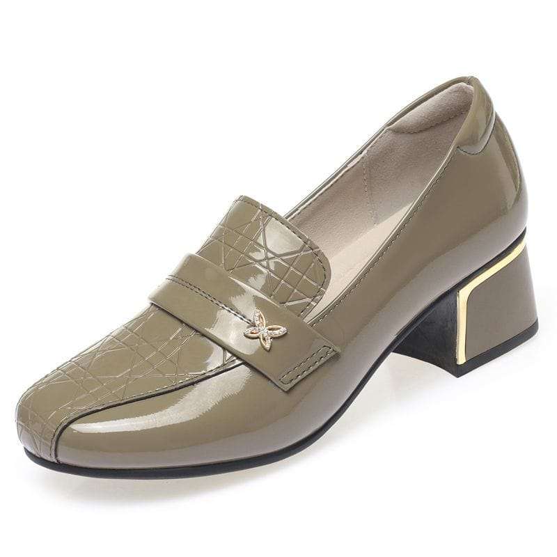 Pierre Shishen genuine leather women's shoes spring and autumn new thick heel non-slip wear-resistant fashionable all-match high-end popular comfortable