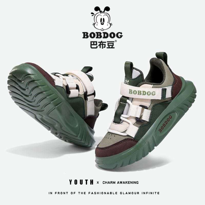 Babudou girls shoes 2024 spring and autumn new leather waterproof girls lightweight soft bottom non-slip children's sports shoes