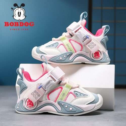 Babudou girls' shoes autumn 2025 new soft bottom non-slip leather surface for children's sports casual shoes waterproof