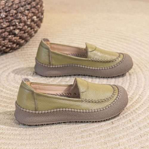 Real soft leather new single shoes mother comfortable beef tendon soft bottom 2025 pedal middle-aged and elderly women's shoes leather shoes