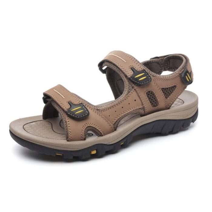 Men's Sandals Student Beach Shoes Sports Leather Outer Wearing Large Size Open Toe Men's Leather Sandals Non-Slip Teen - Image 5