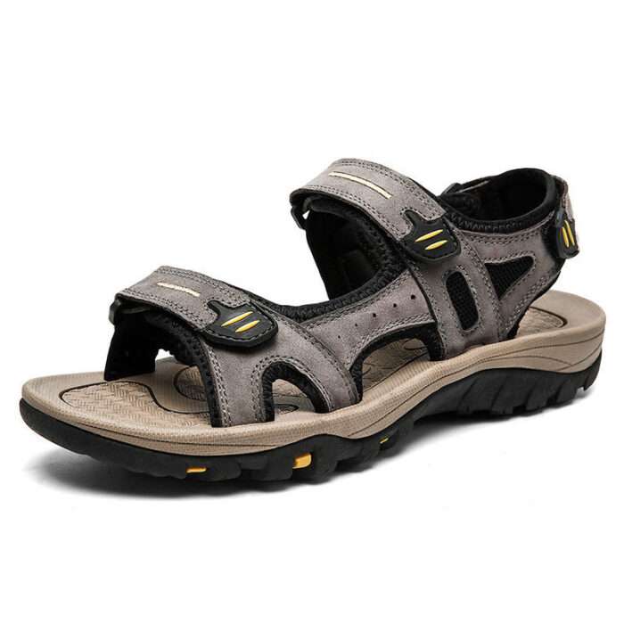 Men's Sandals Student Beach Shoes Sports Leather Outer Wearing Large Size Open Toe Men's Leather Sandals Non-Slip Teen - Image 4