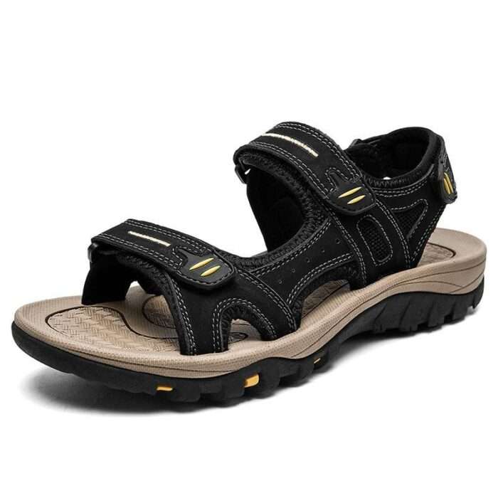 Men's Sandals Student Beach Shoes Sports Leather Outer Wearing Large Size Open Toe Men's Leather Sandals Non-Slip Teen - Image 3