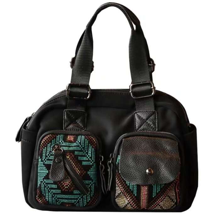 Embroidered Oxford cloth bag for women 2024 new style trendy shoulder bag ethnic style multi-pocket handbag versatile crossbody bag
