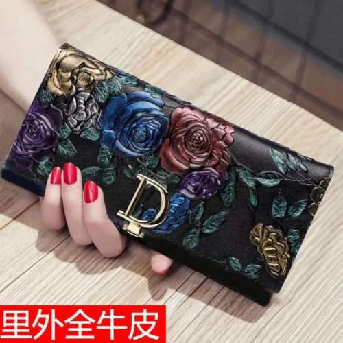 Wallet women 2024 new ladies long genuine leather multi-function multi-card slots cowhide large capacity handbag wallet