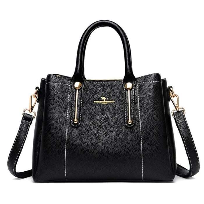 Genuine leather middle-aged new simple one-shoulder ladies versatile crossbody bag cowhide French light luxury light high value - Image 2