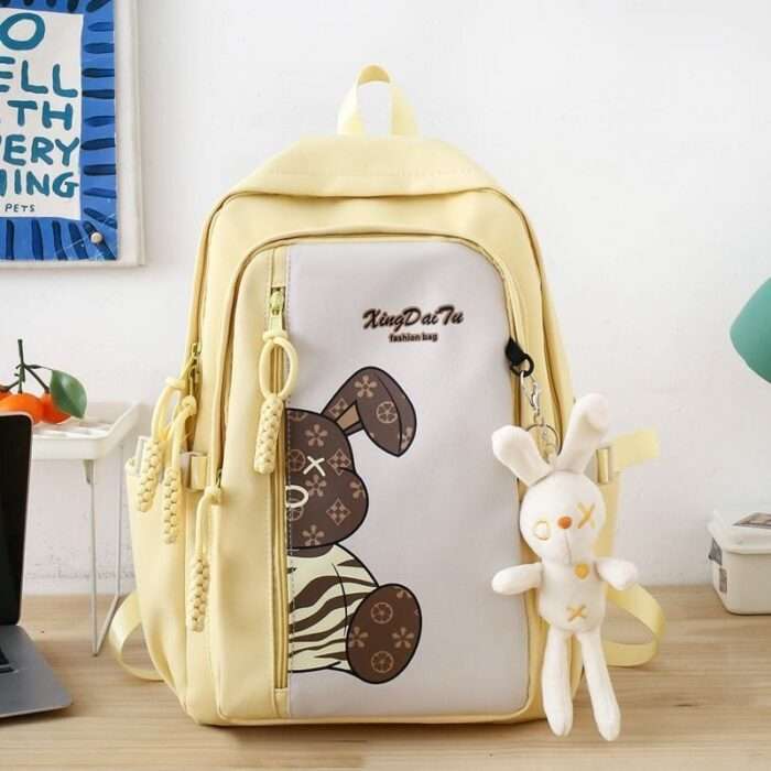 Reeyee new junior high school Korean version schoolbag student college student large capacity contrast color backpack niche backpack Japanese style