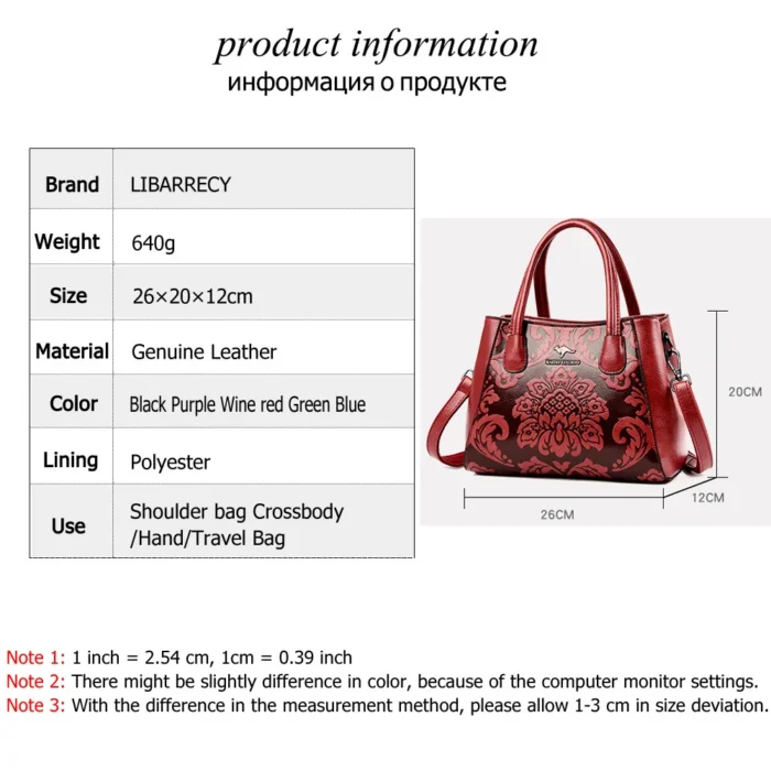 New Flower Pattern Design Women's Shoulder Bags Luxury Ladies Handbag Fashion Designer Women Genuine Leather Crossbody Bag Sac - Image 4