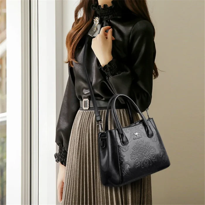 New Flower Pattern Design Women's Shoulder Bags Luxury Ladies Handbag Fashion Designer Women Genuine Leather Crossbody Bag Sac - Image 3