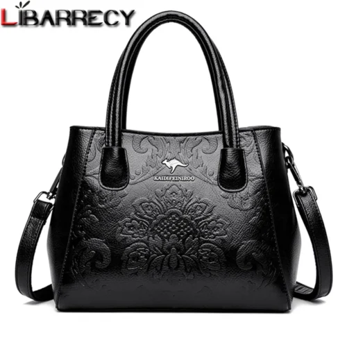 New Flower Pattern Design Women's Shoulder Bags Luxury Ladies Handbag Fashion Designer Women Genuine Leather Crossbody Bag Sac