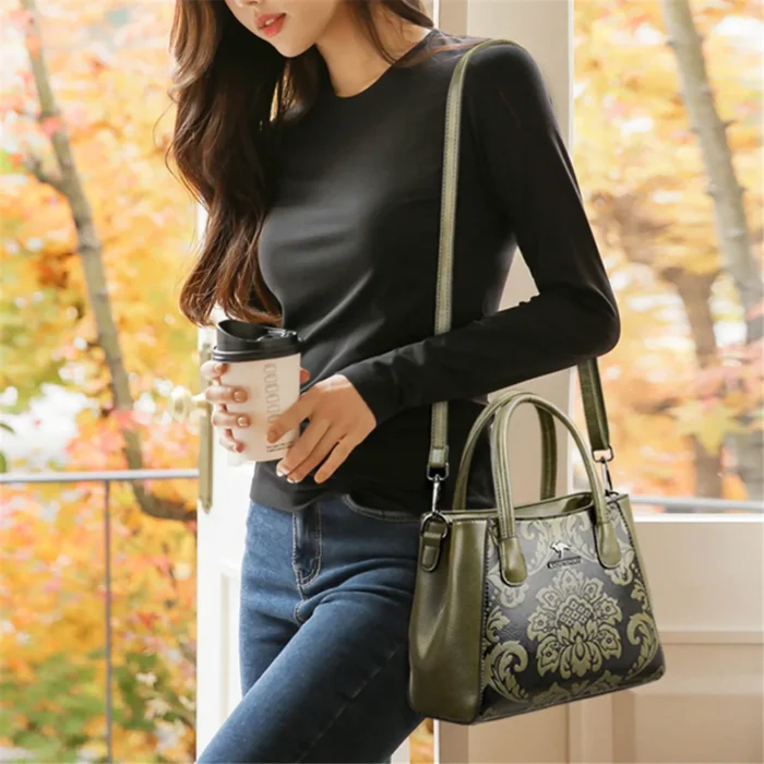 New Flower Pattern Design Women's Shoulder Bags Luxury Ladies Handbag Fashion Designer Women Genuine Leather Crossbody Bag Sac - Image 2