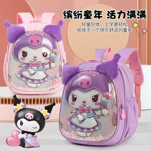 New High-Appearance-Level Cartoon And Anime-Related 3d Sanrio Kuromi Spine Support Large-Capacity Backpack For Girls Students