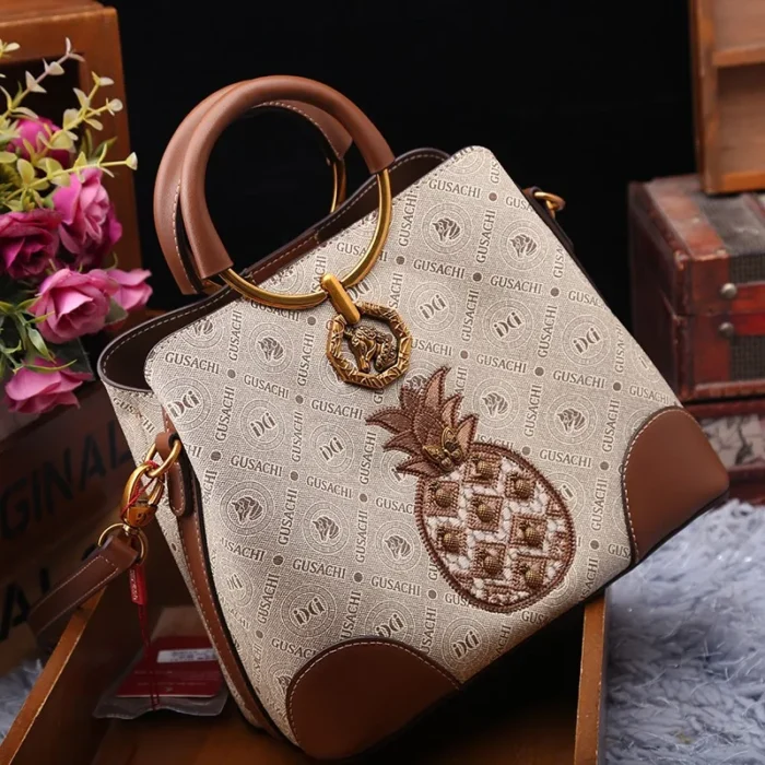 Brand designer handbag retro bucket bag women's 2025 new autumn and winter high-end printed shoulder crossbody bag - Image 4