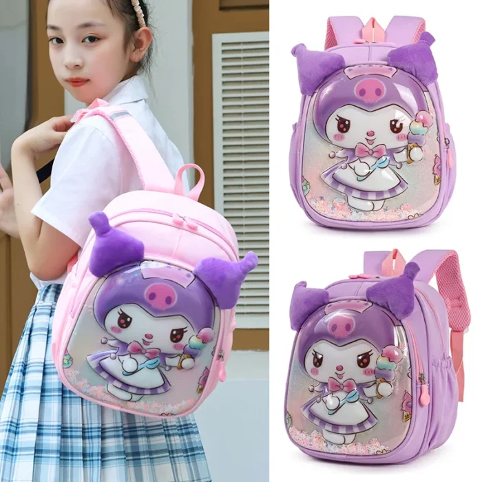 New High-Appearance-Level Cartoon And Anime-Related 3d Sanrio Kuromi Spine Support Large-Capacity Backpack For Girls Students - Image 2