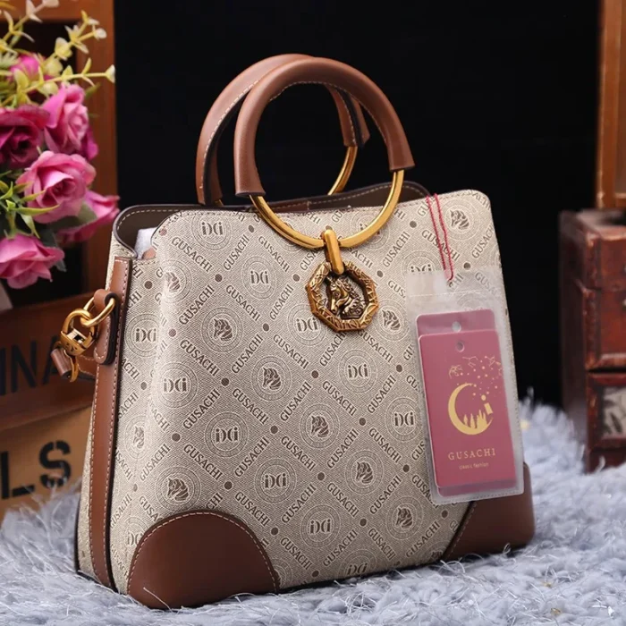 Brand designer handbag retro bucket bag women's 2025 new autumn and winter high-end printed shoulder crossbody bag - Image 2