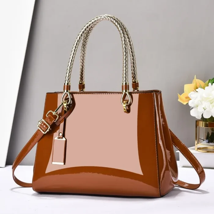 2025 Light Luxury Fashion Lacquer Leather Handbag Large Capacity Ladies Casual Shoulder Crossbody Bag Bright Face Women's Bag - Image 2