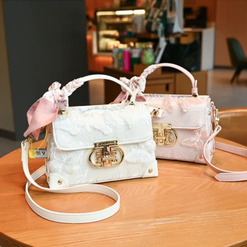 Banquet Bag, Leather Handbag, 2025 New Fashion Bag, Versatile Butterfly Scarf Bag, Single Shoulder Crossbody Bag