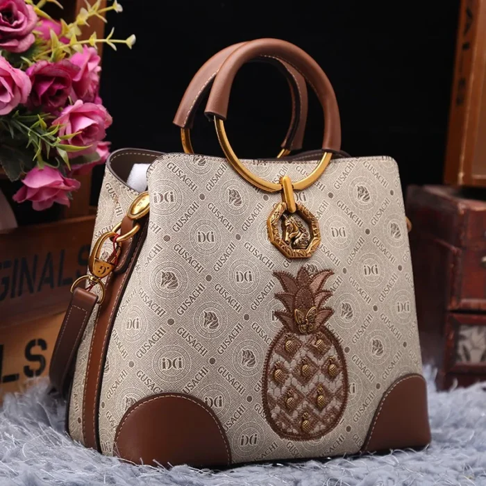 Brand designer handbag retro bucket bag women's 2025 new autumn and winter high-end printed shoulder crossbody bag