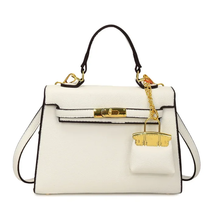Simple Solid Color Women's Shoulder Bag 2025 New Model with Pendant Messenger Bag Women's Light Luxury High-end Handbag - Image 5