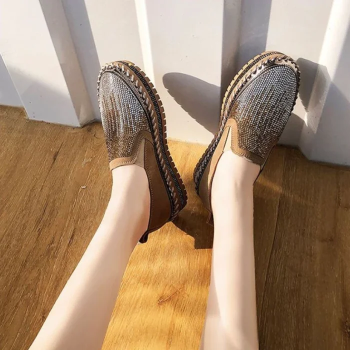 With Crystals Rhinestone Spring Autumn Fashion 2024 Women's Shoes Diamond Vulcanized Shoe Designer Luxury Light Ladies Footwear
