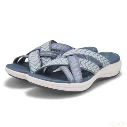2025 new summer Women comfortableThick Cushion Slippers Wide Cross Strap Casual Beach Sandals Open Toe Platform Wedge Sandals