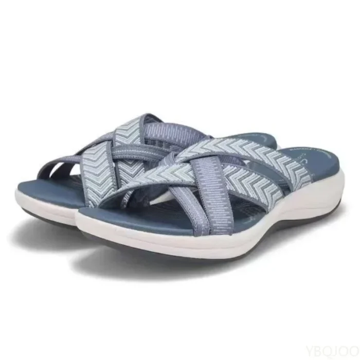 2025 new summer Women comfortableThick Cushion Slippers Wide Cross Strap Casual Beach Sandals Open Toe Platform Wedge Sandals
