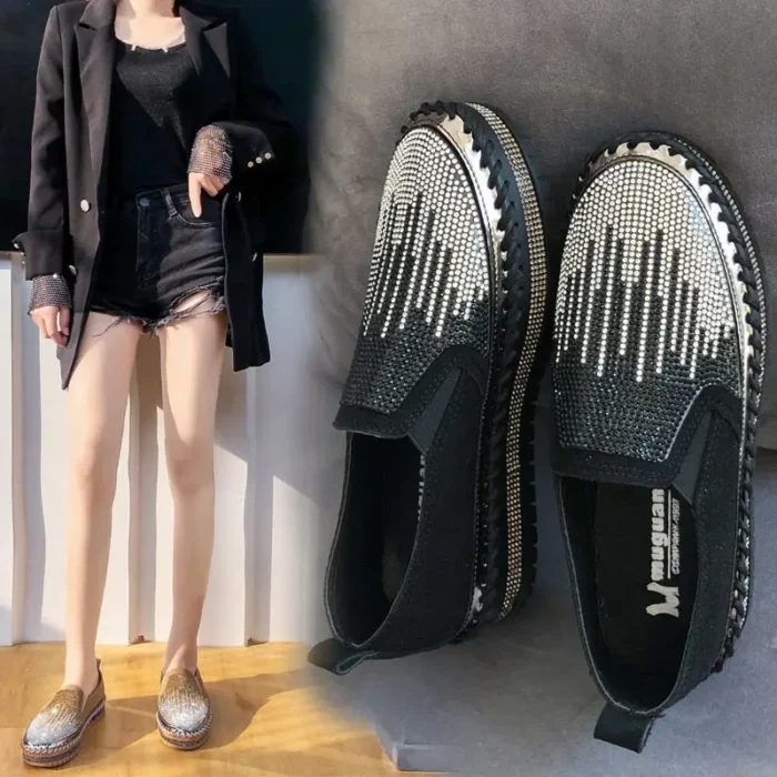With Crystals Rhinestone Spring Autumn Fashion 2024 Women's Shoes Diamond Vulcanized Shoe Designer Luxury Light Ladies Footwear - Image 6