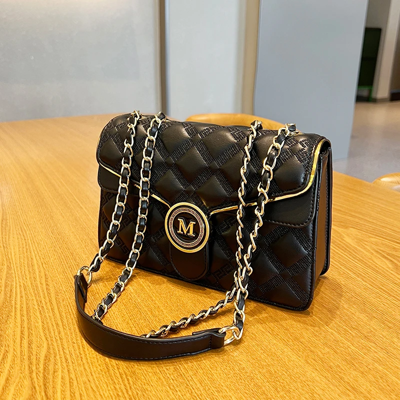 2024 New Lingge Women's Bag Small Fragrant Wind Crossbody Chain Bag Small Square Bag Fashionable One Shoulder Women's Bag Multi - Image 2