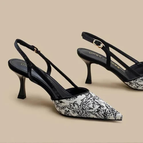 Summer New Women's Sandals with Pointed Fine Heels Embroidered with Chinese Style High Heels