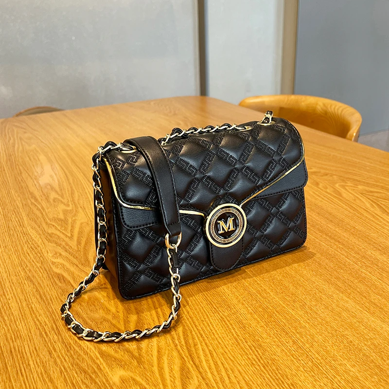 2024 New Lingge Women's Bag Small Fragrant Wind Crossbody Chain Bag Small Square Bag Fashionable One Shoulder Women's Bag Multi - Image 5