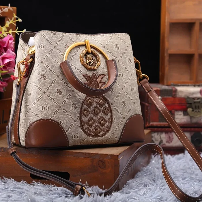 Brand designer handbag retro bucket bag women's 2025 new autumn and winter high-end printed shoulder crossbody bag - Image 5
