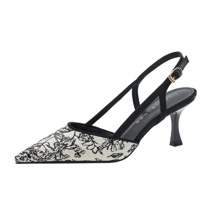 Summer New Women's Sandals with Pointed Fine Heels Embroidered with Chinese Style High Heels - Image 5