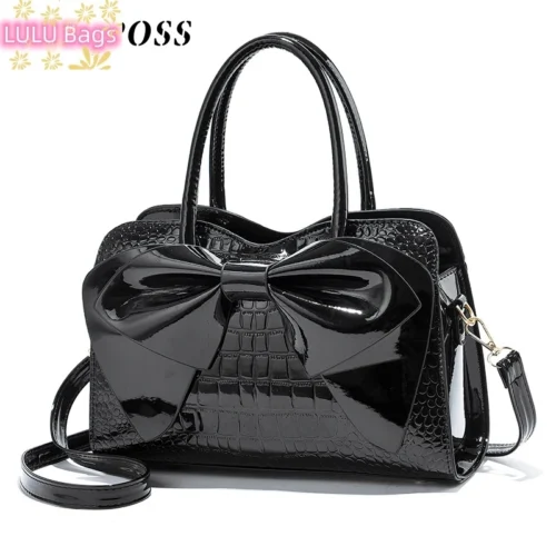 Fashion Women Handbags Tassel PU Leather Totes Bag Top-handle Embroidery Bag Shoulder Bag Lady Simple Style Crocodile pattern