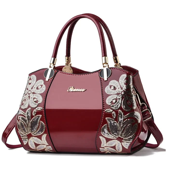 Fashion Embroidered Women's Bag Shaped Boston Women's Crossbody Bag Patent Leather Large Capacity Womens Handbag Bolsos Mujer - Image 4