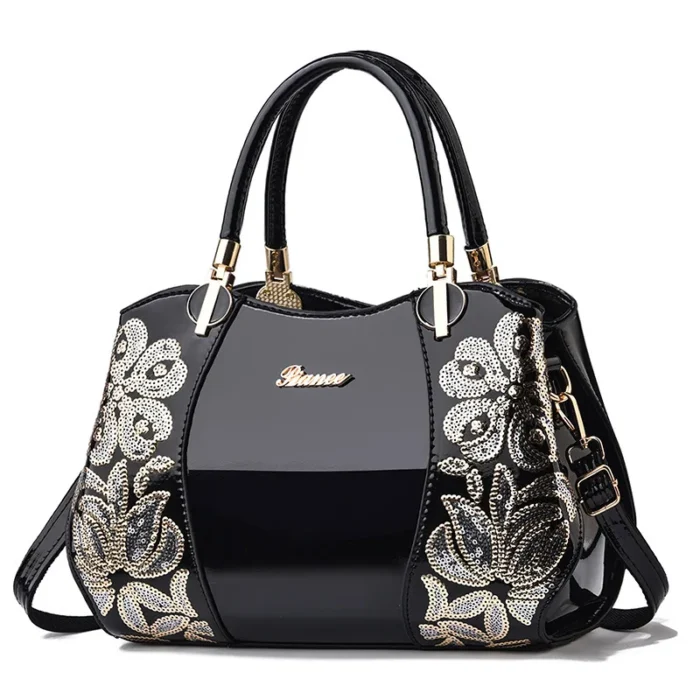 Fashion Embroidered Women's Bag Shaped Boston Women's Crossbody Bag Patent Leather Large Capacity Womens Handbag Bolsos Mujer - Image 5