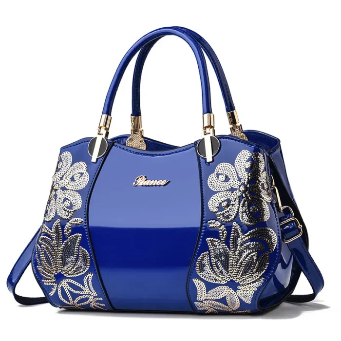 Fashion Embroidered Women's Bag Shaped Boston Women's Crossbody Bag Patent Leather Large Capacity Womens Handbag Bolsos Mujer - Image 3
