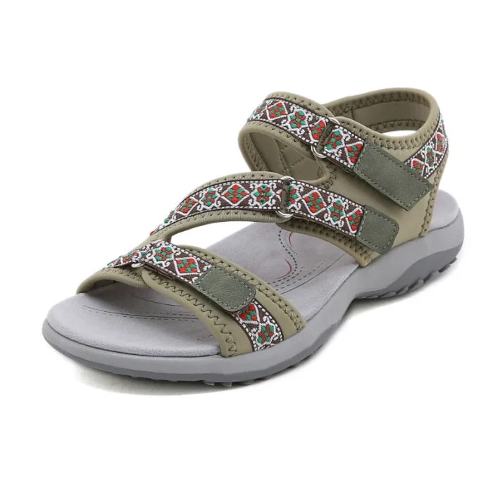 Spring And Summer Printed Velcro Comfortable Casual Beach Flat Sandals For Women's Ethnic Style Leisure Comfortable And Simple - Image 6