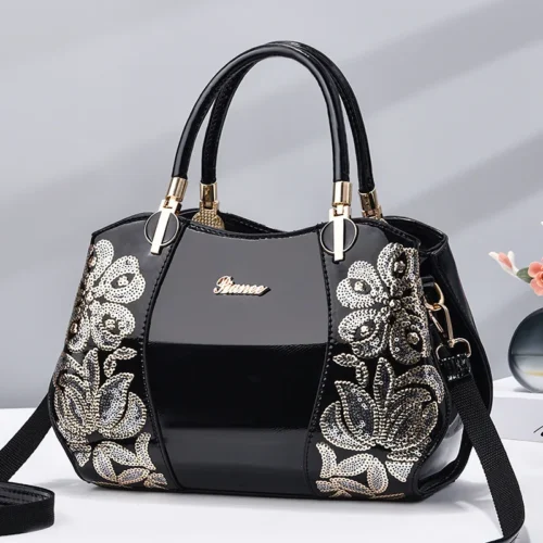 Fashion Embroidered Women's Bag Shaped Boston Women's Crossbody Bag Patent Leather Large Capacity Womens Handbag Bolsos Mujer