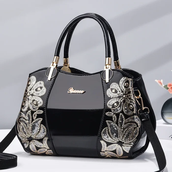 Fashion Embroidered Women's Bag Shaped Boston Women's Crossbody Bag Patent Leather Large Capacity Womens Handbag Bolsos Mujer
